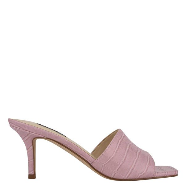 Nine West Donna Heeled Pink Slides | South Africa 75X79-5N05